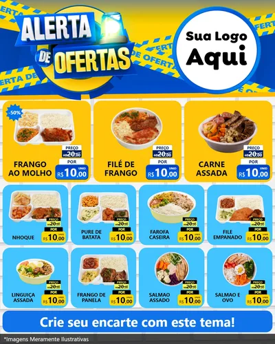 Modelo de Rede Social para Feed Instagram com o tema Alerta de Ofertas para Restaurante
