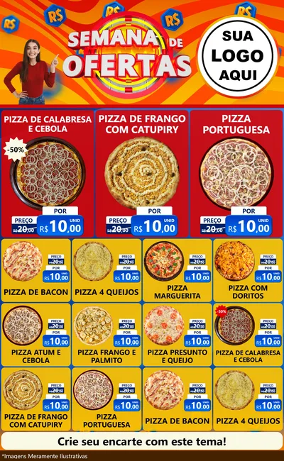 Modelo de Encarte para Encarte Grande com o tema Semana de Ofertas para Pizzaria