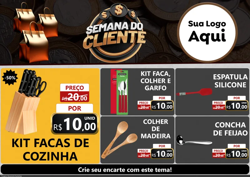 Modelo de Encarte para Encarte A4 Horizontal com o tema Semana do Cliente para Utilidades Domésticas