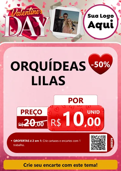 Modelo de Cartaz para Cartaz A4 Vertical com o tema Valentine's Day para Floricultura e jardim