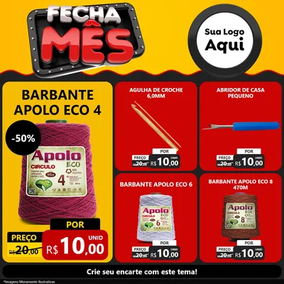 Modelo de Rede Social para Feed Facebook com o tema Fecha Mês para Armarinho e Aviamentos