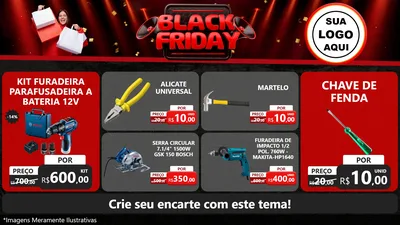 Modelo de TV para TV Horizontal com o tema Black Friday para Maquinas e Ferramentas