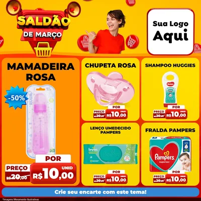 Modelo de Rede Social para Feed Facebook com o tema Saldão de Março para Bebês