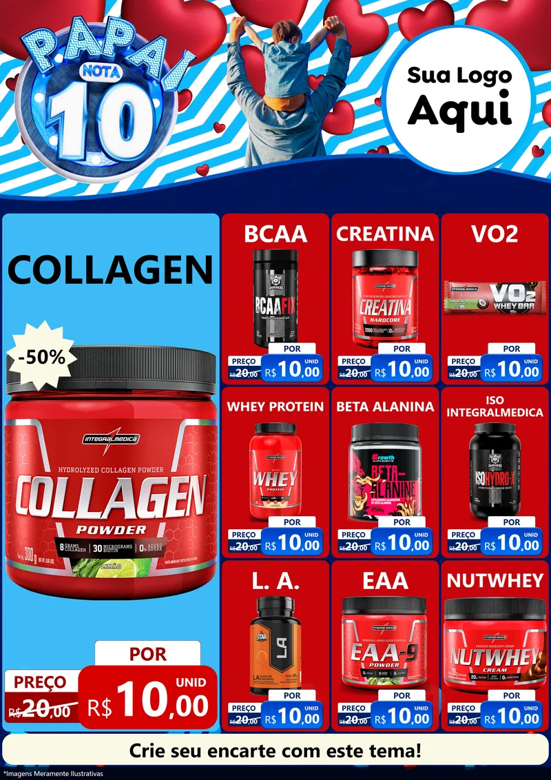 Modelo de Encarte para Encarte A4 Vertical com o tema Papai Nota 10 para Suplementos alimentares