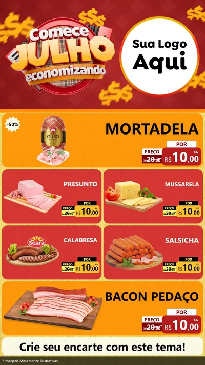 Modelo de TV para TV Vertical com o tema Comece Julho Economizando para Frios e Laticínios