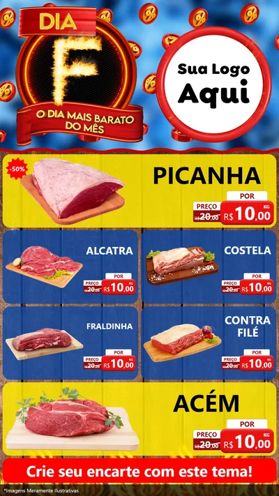 Modelo de TV para TV Vertical com o tema Dia F - O Dia Mais Barato Do Mês para Açougue