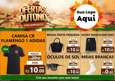 Modelo de Encarte para Encarte A4 Horizontal com o tema Ofertas de Outono - Vem, Aproveite! para Roupas e acessórios