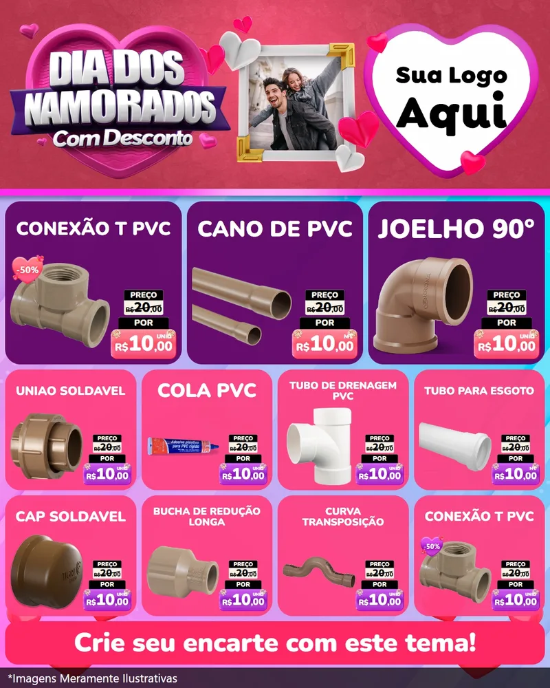 Modelo de Rede Social para Feed Instagram com o tema Dia Dos Namorados Com Desconto para Tubos e conexões