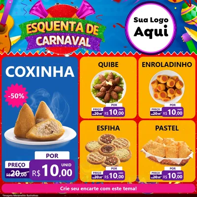 Modelo de Rede Social para Feed Facebook com o tema Esquenta de Carnaval para Salgadaria