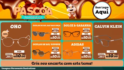 Modelo de TV para TV Horizontal com o tema Páscoa Fantástica para Óticas