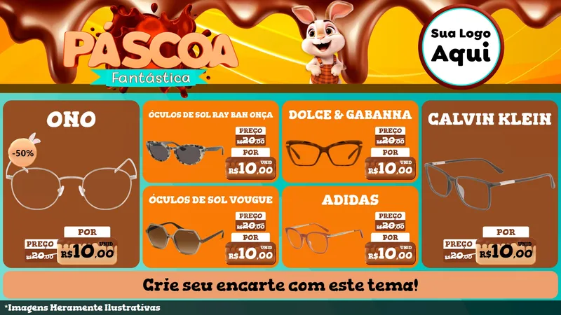 Modelo de TV para TV Horizontal com o tema Páscoa Fantástica para Óticas