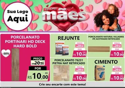 Modelo de Encarte para Encarte A4 Horizontal com o tema Dia das Mães para Pisos e revestimentos