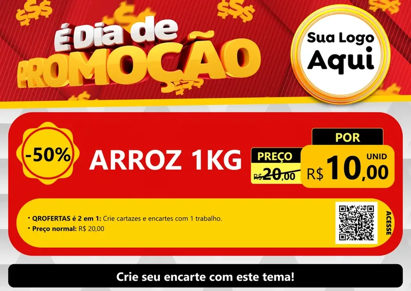 Modelo de Cartaz para Cartaz A4 Horizontal com o tema É Dia De Promoção para Supermercado