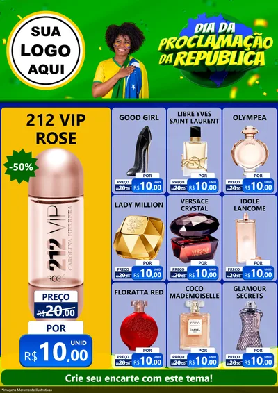 Modelo de Encarte para Encarte A4 Vertical com o tema Dia Da Proclamação Da República para Perfumes