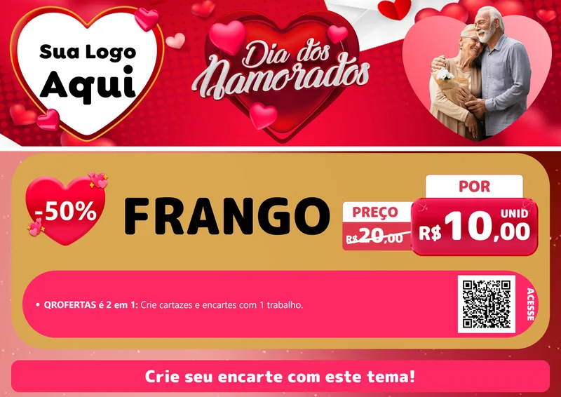 Modelo de Cartaz para Cartaz A4 Horizontal com o tema Dia Dos Namorados para Assados