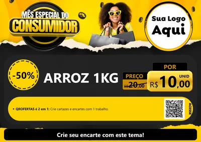 Modelo de Cartaz para Cartaz A4 Horizontal com o tema Mês Especial do Consumidor para Supermercado