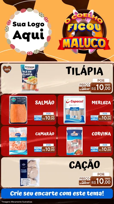 Modelo de TV para TV Vertical com o tema O Coelho Ficou Maluco - Páscoa para Peixaria