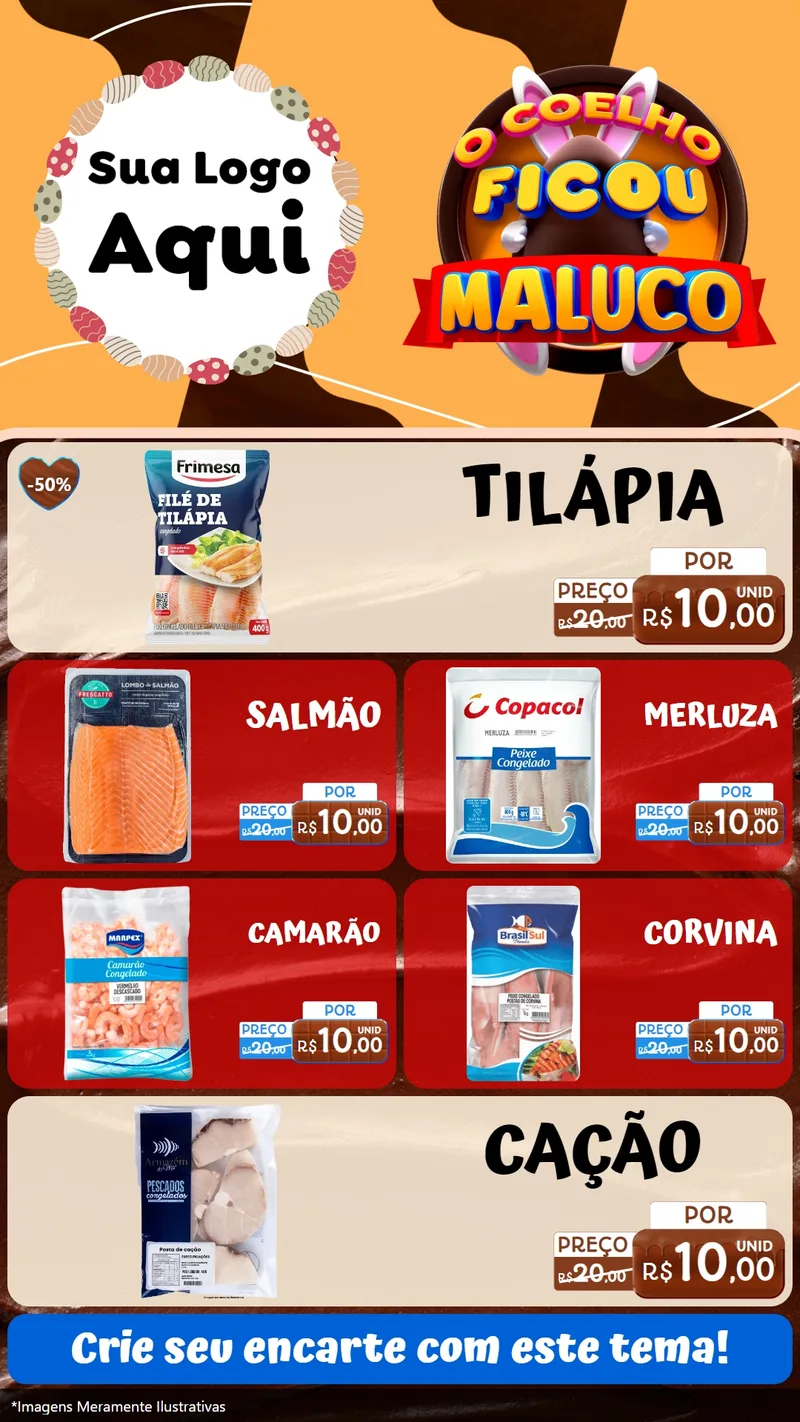 Modelo de TV para TV Vertical com o tema O Coelho Ficou Maluco - Páscoa para Peixaria