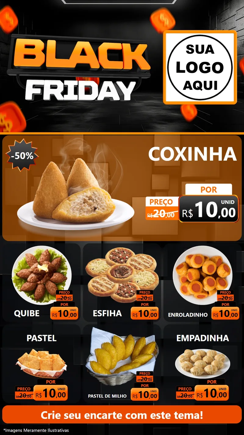Modelo de Rede Social para Stories com o tema Black Friday para Salgadaria