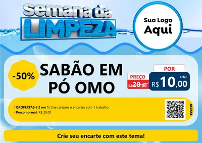 Modelo de Cartaz para Cartaz A4 Horizontal com o tema Semana da Limpeza para Produtos de Limpeza
