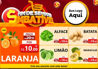 Modelo de Encarte para Encarte A4 Horizontal com o tema Fim de Semana Imbatível para Hortifrúti
