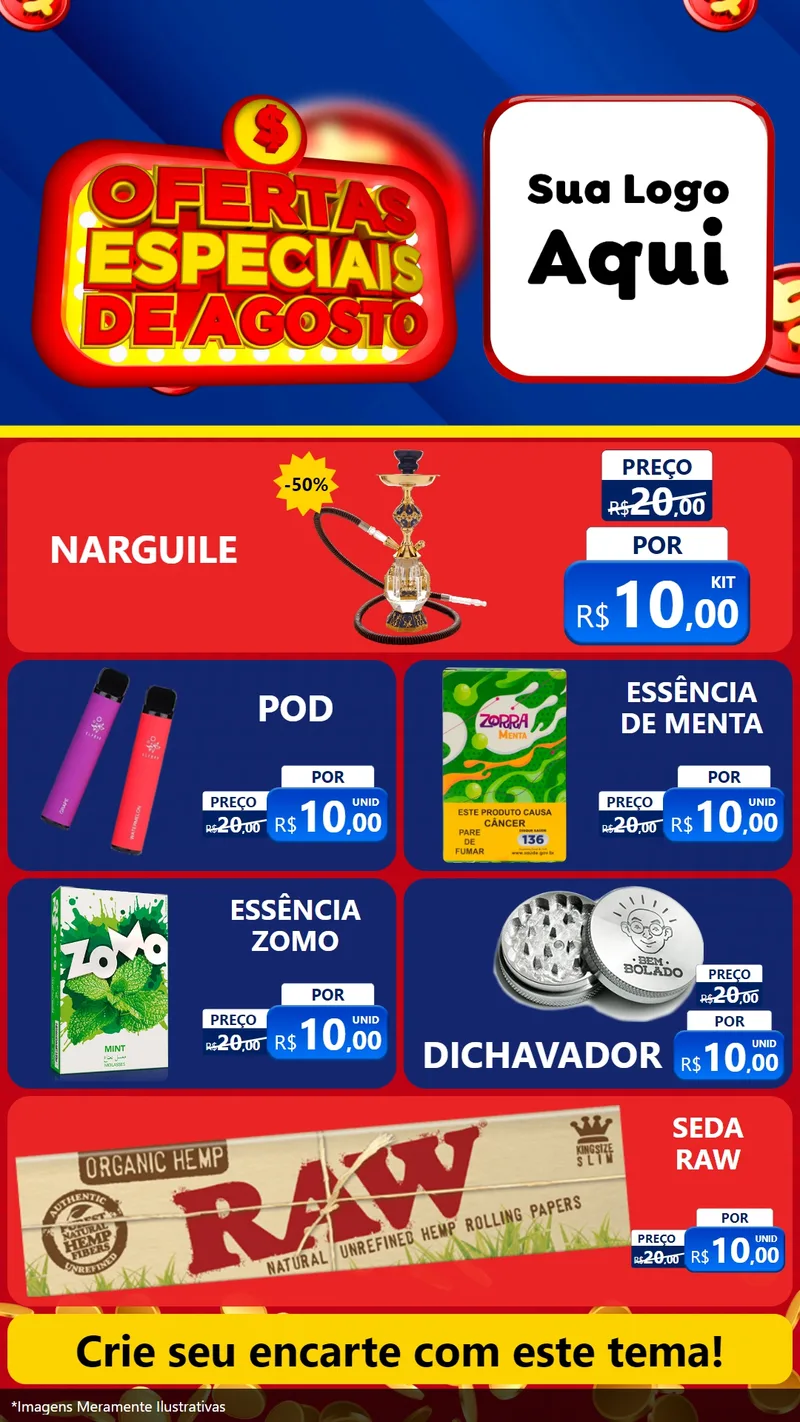 Modelo de TV para TV Vertical com o tema Ofertas Especiais de Agosto para Tabacaria