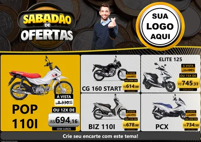 Modelo de Encarte para Encarte A4 Horizontal com o tema Sabadão de Ofertas para Concessionaria de Motos