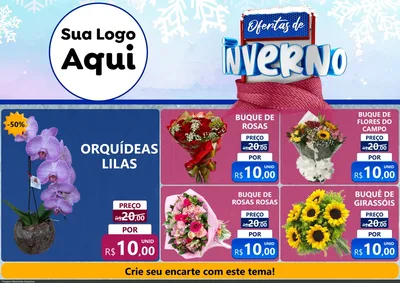 Modelo de Encarte para Encarte A4 Horizontal com o tema Ofertas de Inverno para Floricultura e jardim