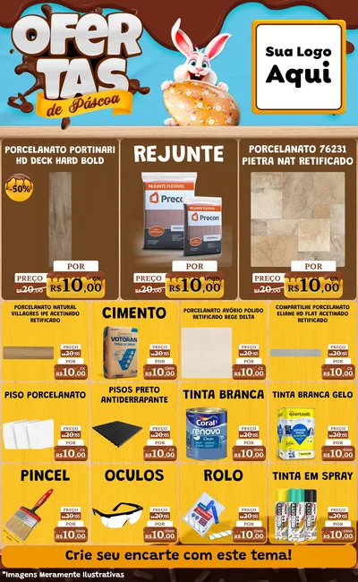 Modelo de Encarte para Encarte Grande com o tema Ofertas de Páscoa para Pisos e revestimentos