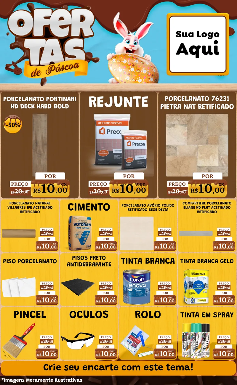 Modelo de Encarte para Encarte Grande com o tema Ofertas de Páscoa para Pisos e revestimentos