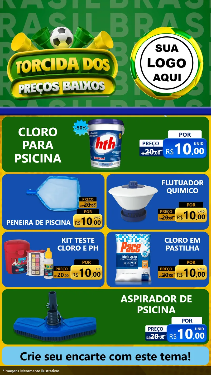 Modelo de TV para TV Vertical com o tema Torcida dos Preços Baixos para Produtos para Piscina