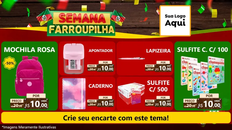 Modelo de TV para TV Horizontal com o tema Semana Farroupilha para Papelaria