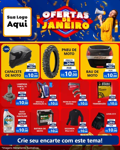 Modelo de Rede Social para Feed Instagram com o tema Ofertas de Janeiro para Moto peças