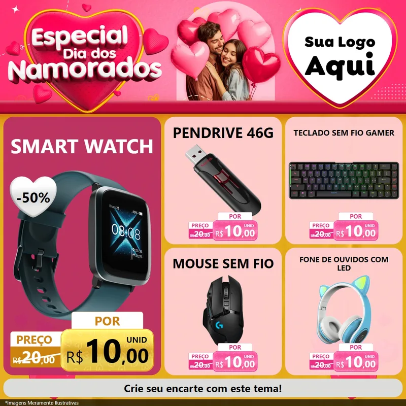 Modelo de Rede Social para Feed Facebook com o tema Especial Dia dos Namorados para Informática