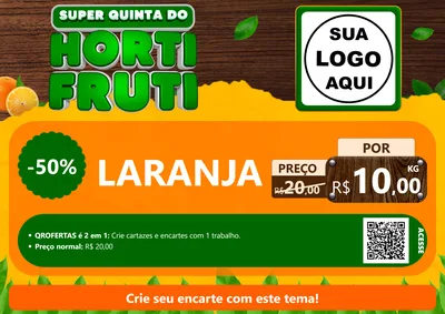 Modelo de Cartaz para Cartaz A4 Horizontal com o tema Super Quinta do Hortifruti para Hortifrúti