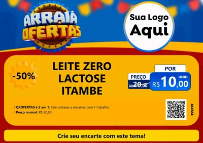 Modelo de Cartaz para Cartaz A4 Horizontal com o tema Arraiá de Ofertas - Junina para Frios e Laticínios