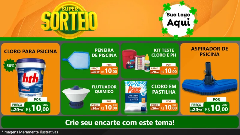 Modelo de TV para TV Horizontal com o tema Super Sorteio para Produtos para Piscina