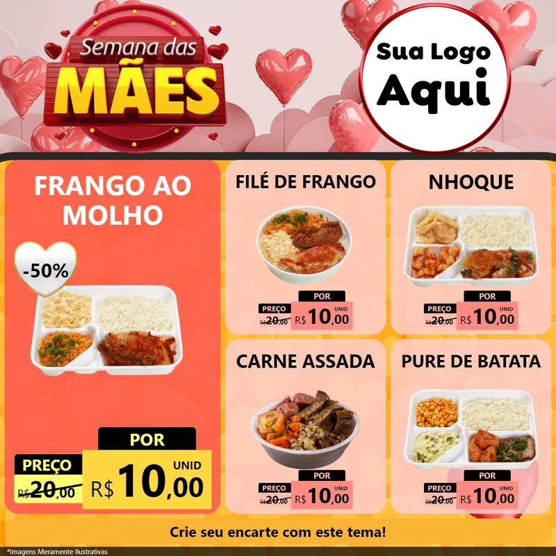 Modelo de Rede Social para Feed Facebook com o tema Semana das Mães para Restaurante
