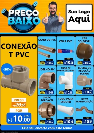 Modelo de Encarte para Encarte A4 Vertical com o tema Preço Baixo para Tubos e conexões