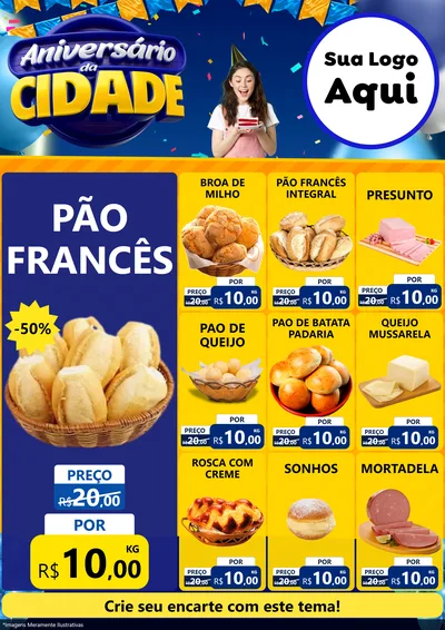 Modelo de Encarte para Encarte A4 Vertical com o tema Aniversário da Cidade para Padaria
