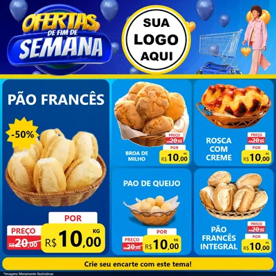 Modelo de Rede Social para Feed Facebook com o tema Ofertas de Fim de Semana para Padaria