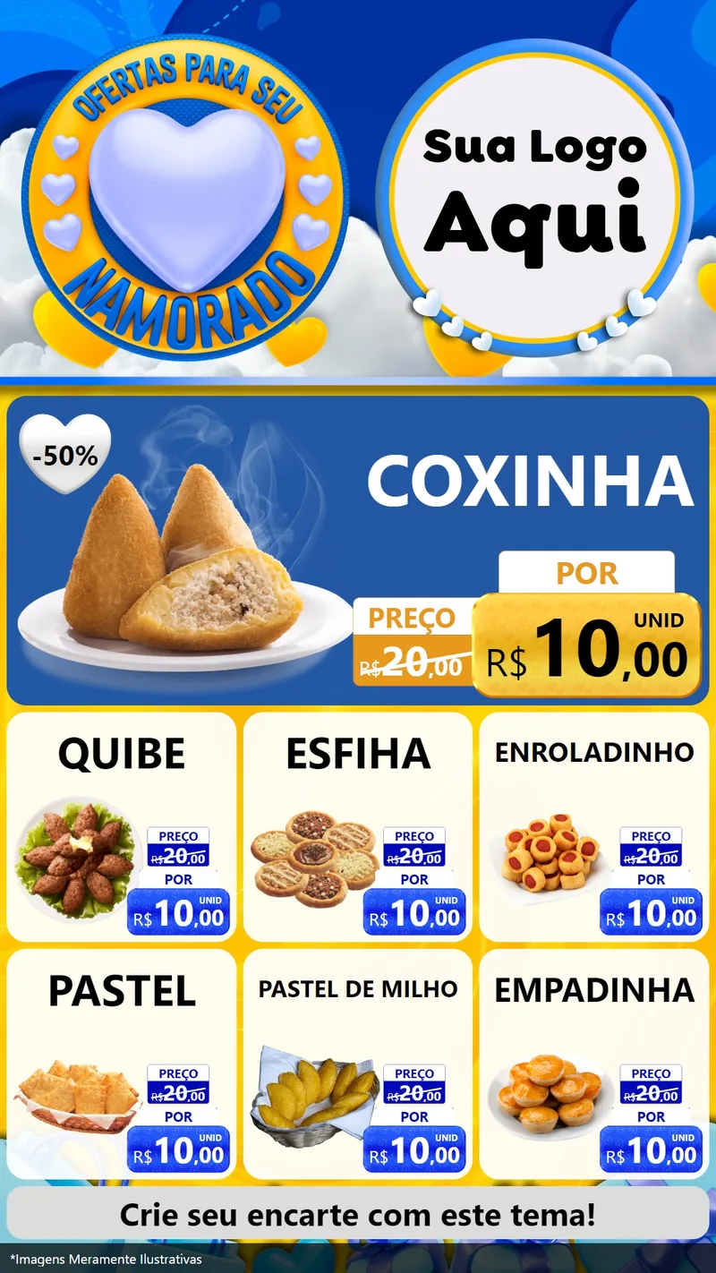 Modelo de Rede Social para Stories com o tema Ofertas Para Seu Namorado para Salgadaria