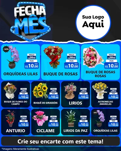 Modelo de Rede Social para Feed Instagram com o tema Fecha Mês para Floricultura e jardim