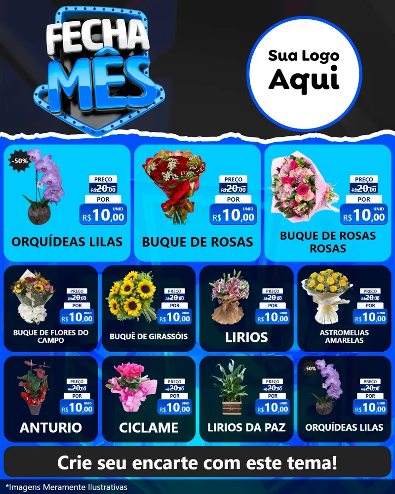 Modelo de Rede Social para Feed Instagram com o tema Fecha Mês para Floricultura e jardim