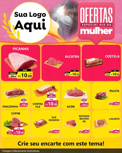 Modelo de Rede Social para Feed Instagram com o tema Ofertas - Especial Dia Das Mulheres para Açougue