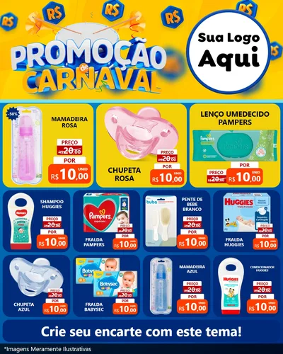 Modelo de Rede Social para Feed Instagram com o tema Promoção de Carnaval para Bebês