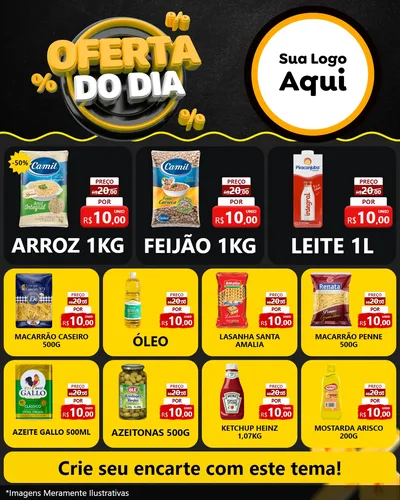 Modelo de Rede Social para Feed Instagram com o tema Oferta Do Dia para Supermercado