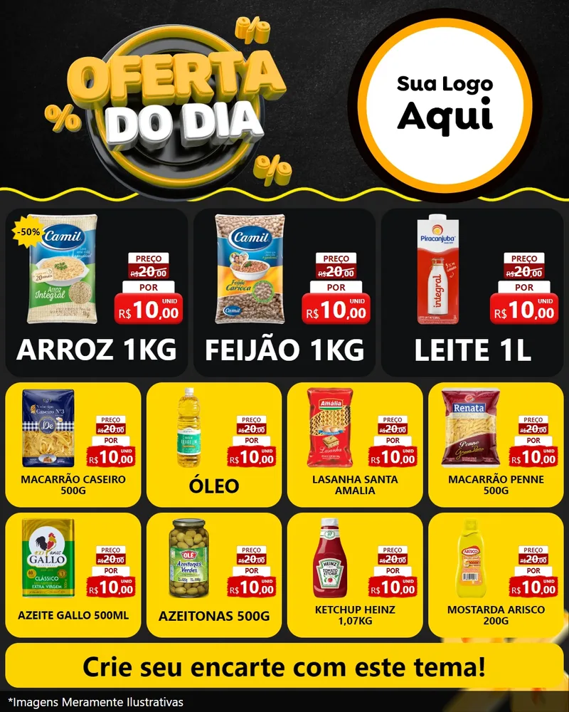 Modelo de Rede Social para Feed Instagram com o tema Oferta Do Dia para Supermercado