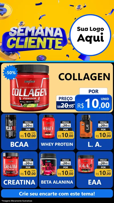 Modelo de Rede Social para Stories com o tema Semana do Cliente para Suplementos alimentares