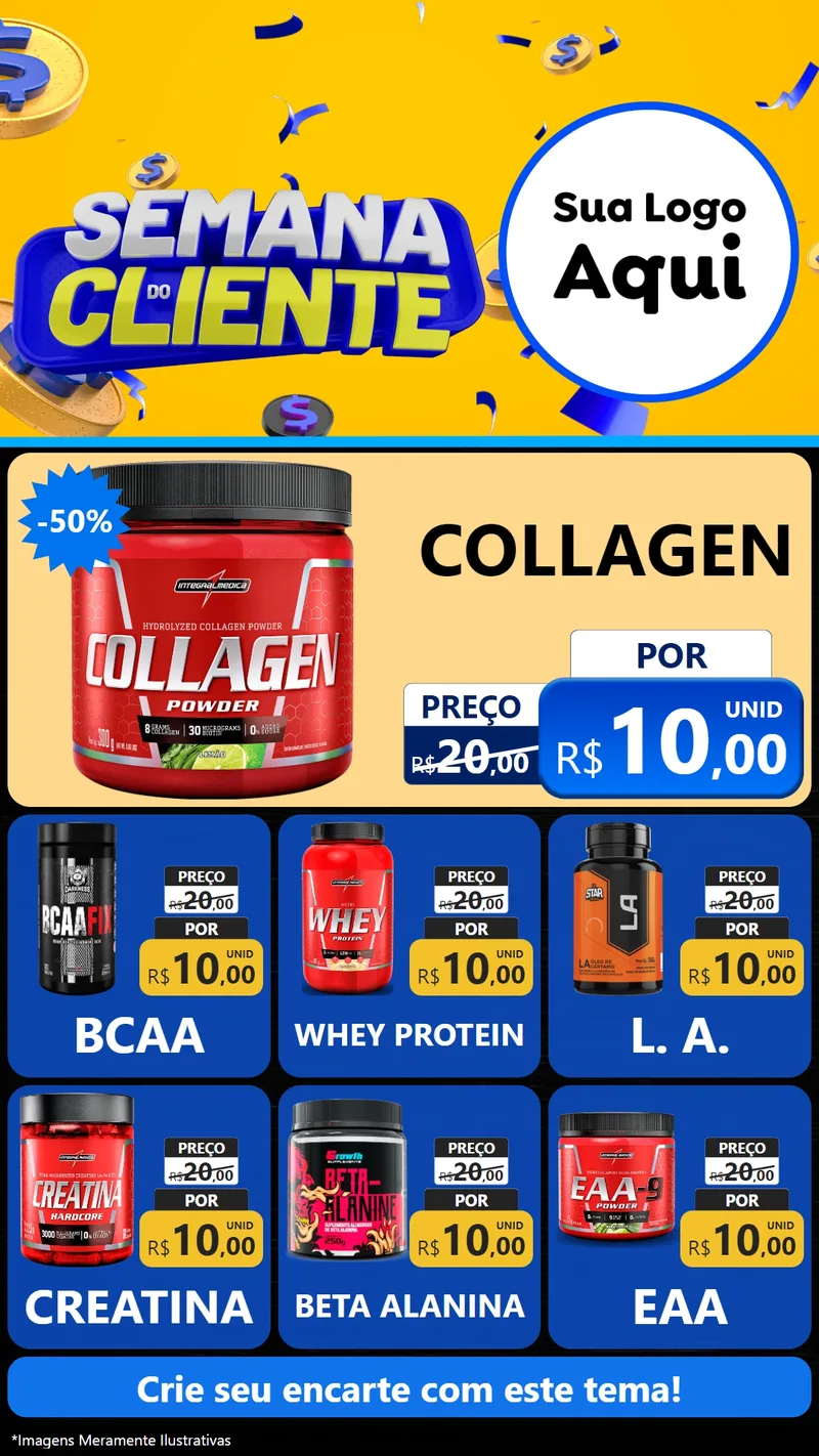Modelo de Rede Social para Stories com o tema Semana do Cliente para Suplementos alimentares